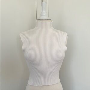 Zara Cream Ribbed Crop Tank Top